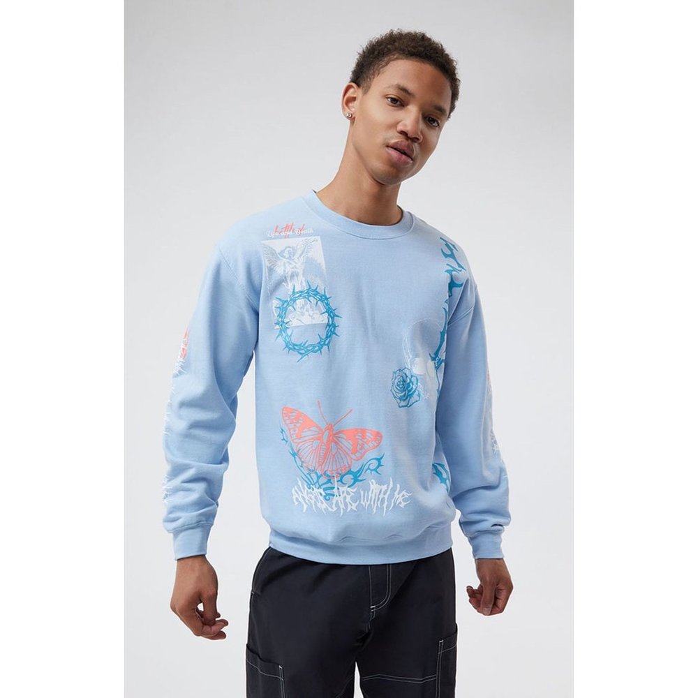 New PacSun Life and Death Crew Neck Sweatshirt blue‎ size M